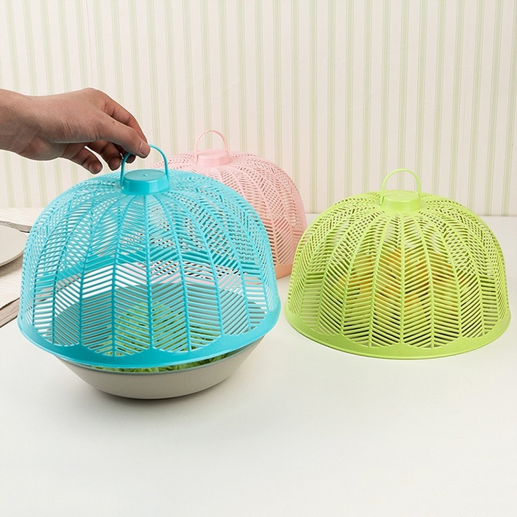 6个装可选圆形塑料菜罩餐桌罩防蚊虫饭菜罩厨房透气菜盖食物罩