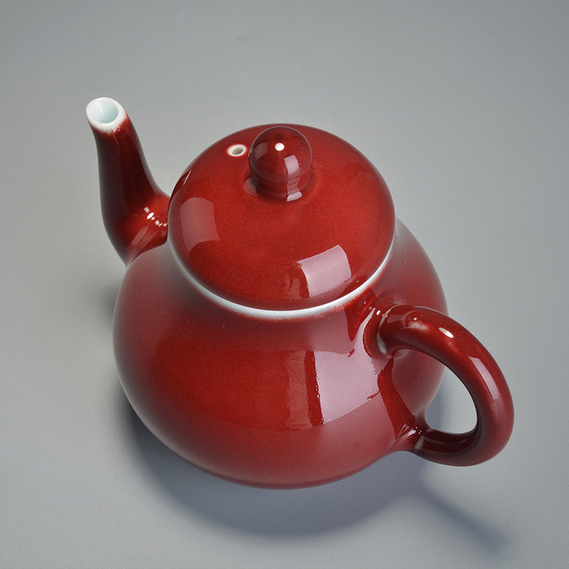 【格物】霁红釉思亭茶壶 高温颜色釉珍品 景德镇手工茶器 茶具