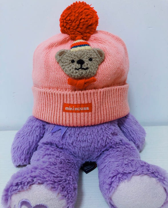 mikihouse圣诞熊针织帽，粉红色超级显脸白，我见过m