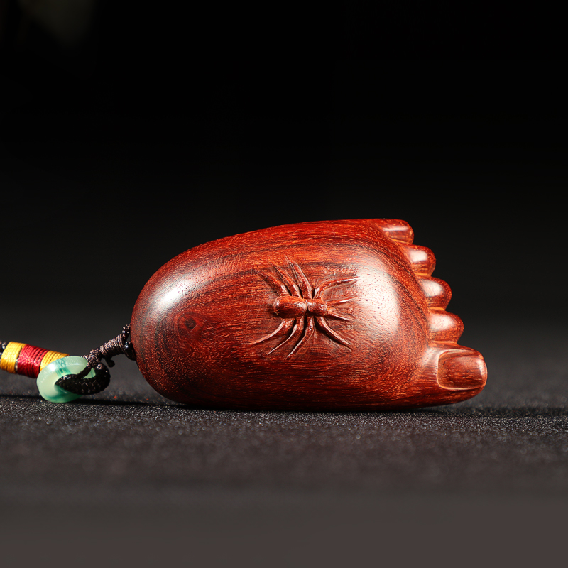 【大臻红木】小叶紫檀知足常乐手把件 纯手工雕刻红木小脚丫