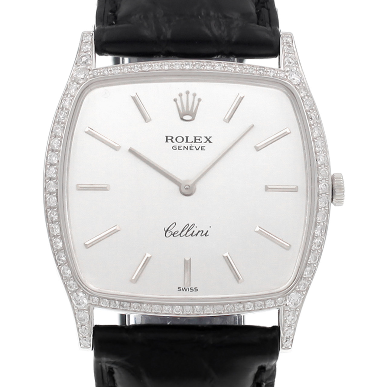 [国检][9.5新]劳力士18k白金后镶钻手动机械女表3574