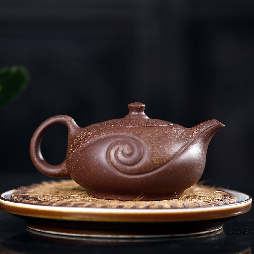 泥料纯正 寓意美好 出水流畅《双如意》紫玉金砂 正宗紫砂壶