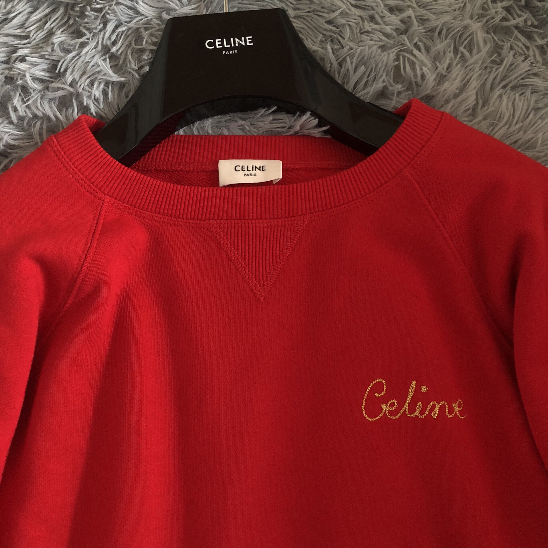 Celine Gold Logo Red Sweatshirt — front