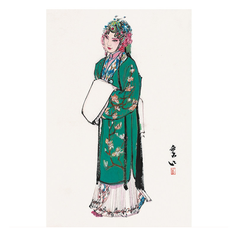 窦红《京剧人物》写意手绘水墨戏曲国画拍卖 中美协会员