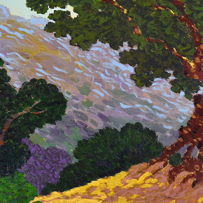 陈超 山上 手绘风景油画 原创孤品