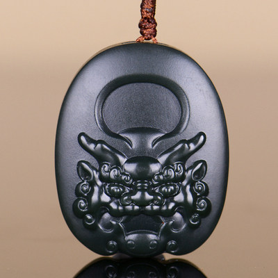 免保参拍 吴春强工作室出品【万事顺心】 和田玉 仿古兽面 16.15g