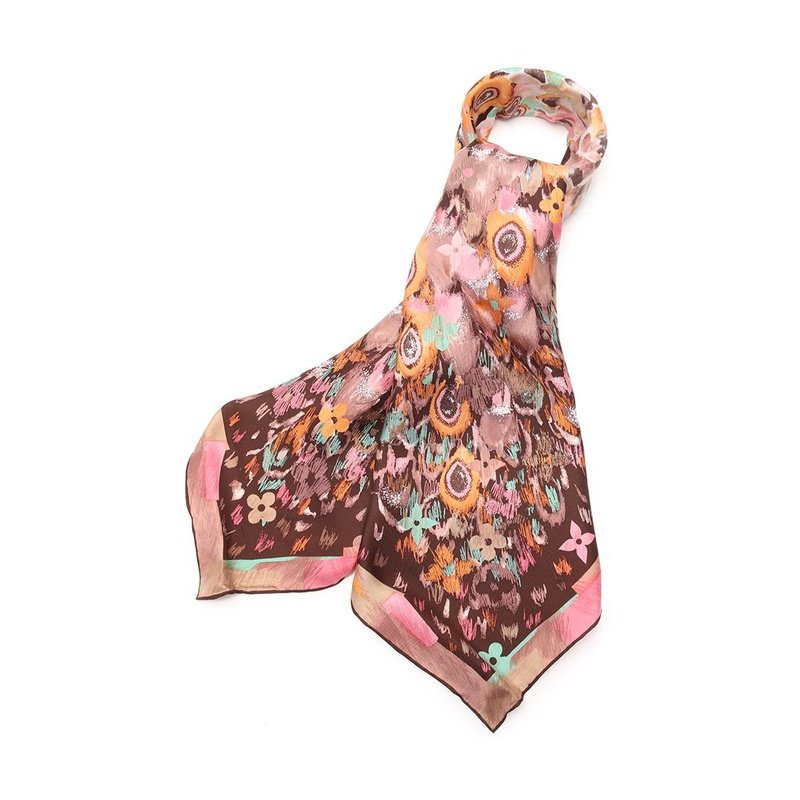 [降价10%][9.0新]路易威登lv女士老花丝巾丝茶色多彩色 301544