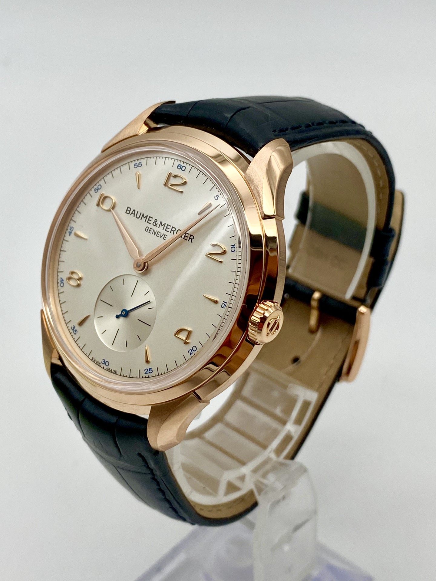 [9.8新]全套名士表男款克里顿系列moa10060玫瑰金手动机械腕表