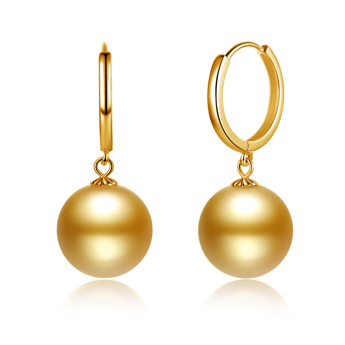 18k金9-10mm南洋金珍珠耳饰