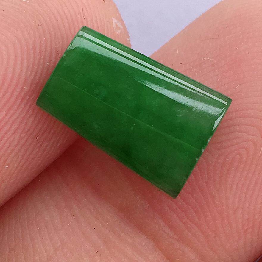 满绿方形玉戒面翡翠a货老坑种满绿戒面拍卖手机拍带证玉石0.94g
