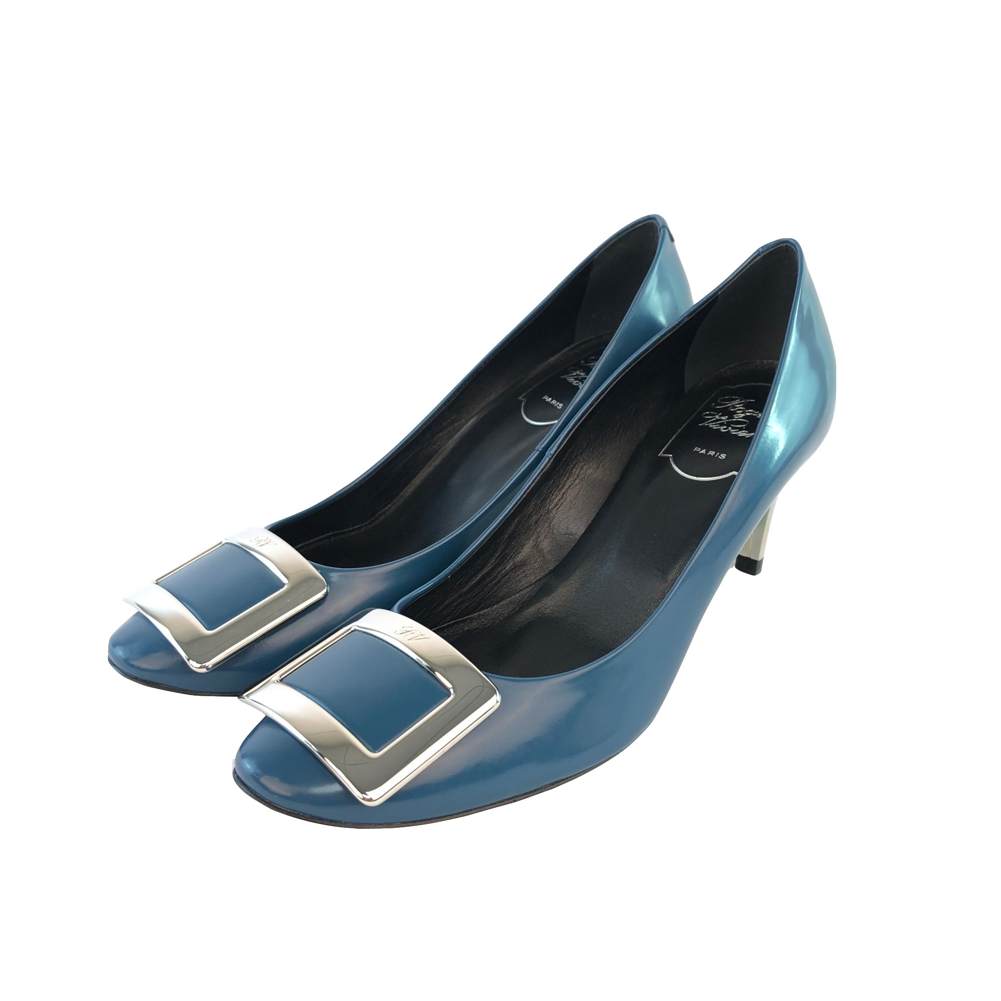 [即拍即得][9.8新]roger vivier女士蓝色高跟鞋商务休闲鞋子