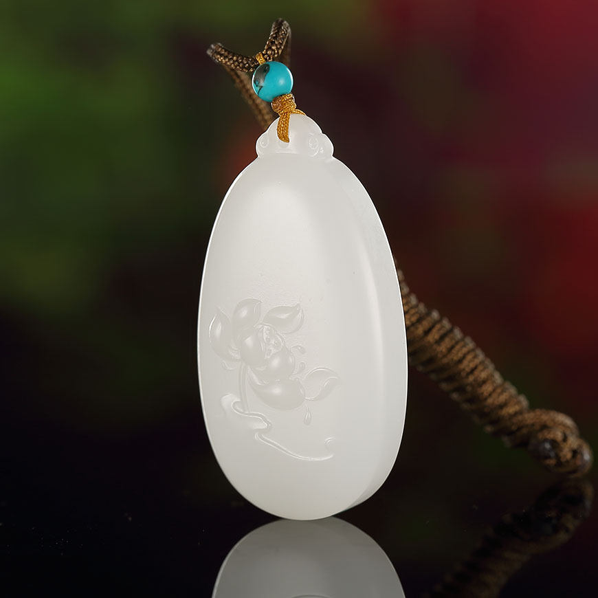 省级玉雕大师任翀作品新疆和田白玉荷韵20克莲花清雅气质吊坠女g6