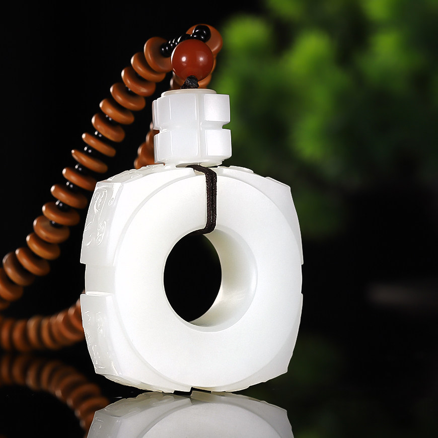 省级玉雕大师任翀作品新疆和田玉素面简约玉琮吉祥男款挂件59克g4