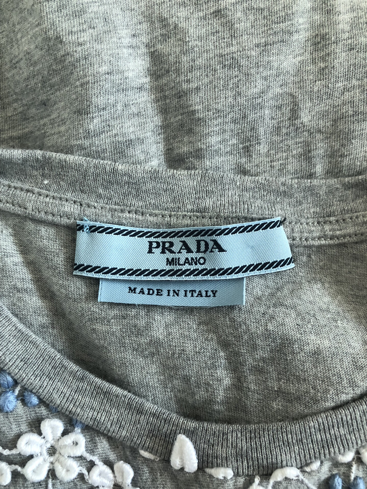 Prada Gray 3D Floral Short-Sleeve T-shirt — back