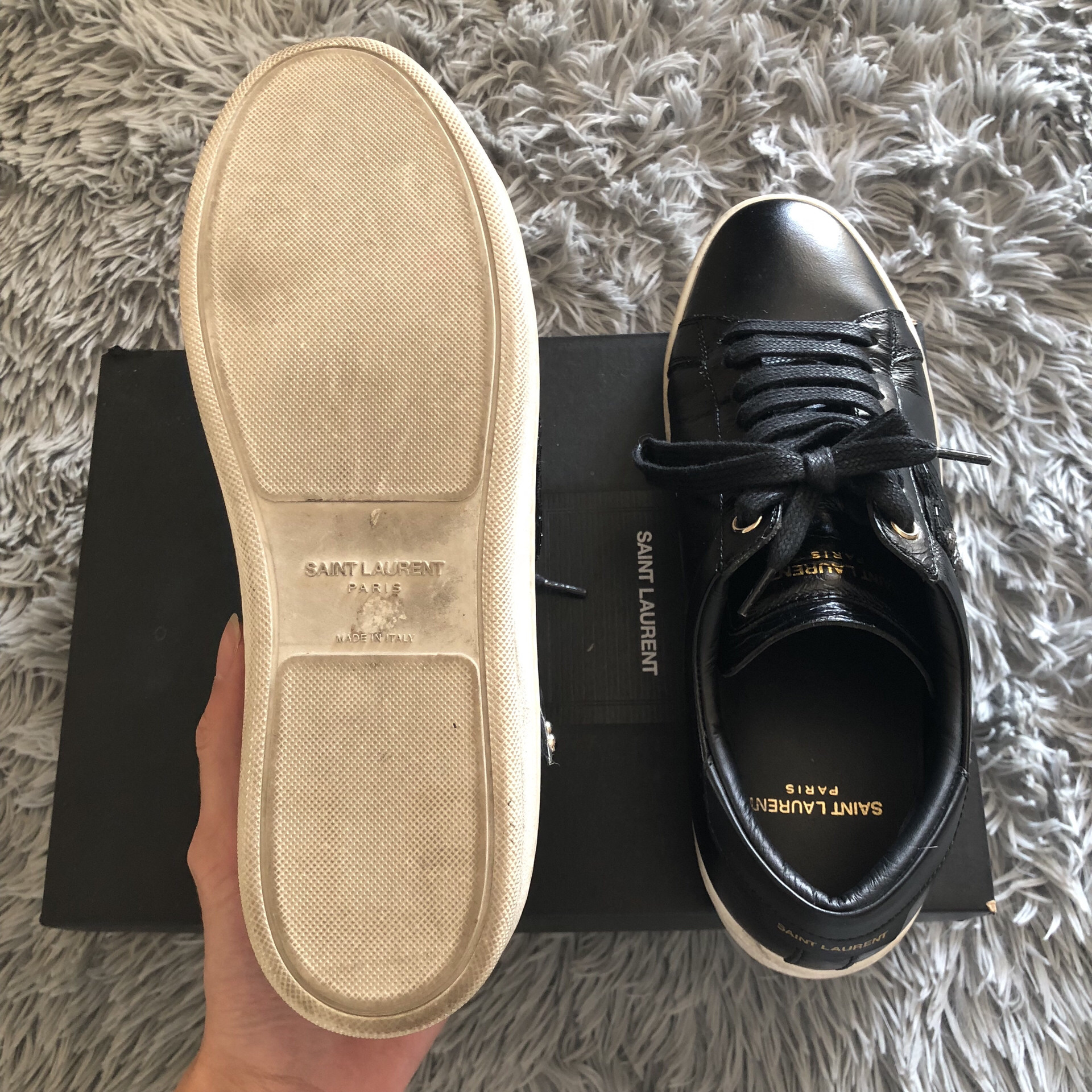 Saint Laurent Heart Lightning Embroidery Sneakers — back