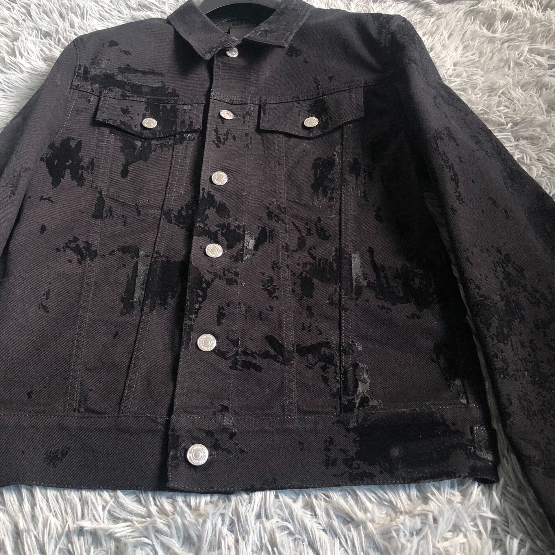 Dior Paint Splatter Distressed Denim Jacket — front