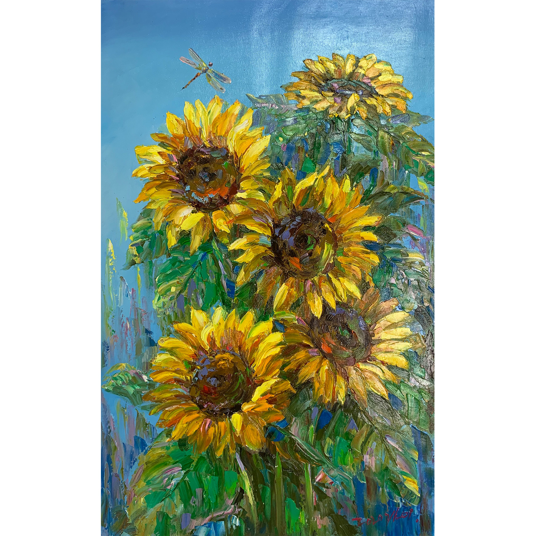 朝鲜油画拍卖 功勋艺术家 金益 《向日葵》 星朝美术馆 客厅玄关