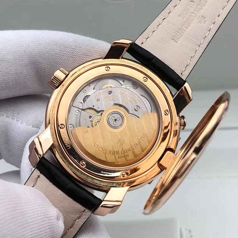 迎春[9.5新]江诗丹顿男手表42005正品马尔它自动机械表玫瑰金