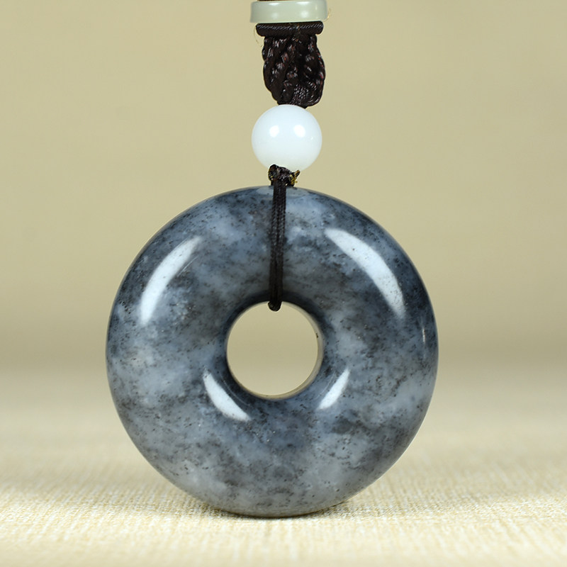 买就送赠品【守护】精品收藏和田玉青花平安扣挂件把件53.82g