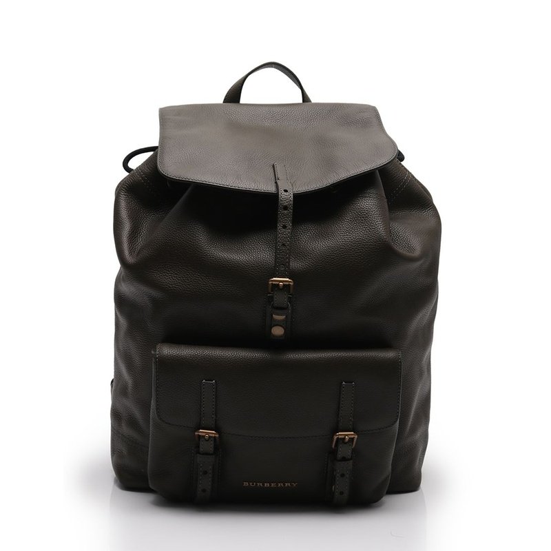 [无保留价9.5新]博柏利burberry女士双肩包真皮卡其色401170