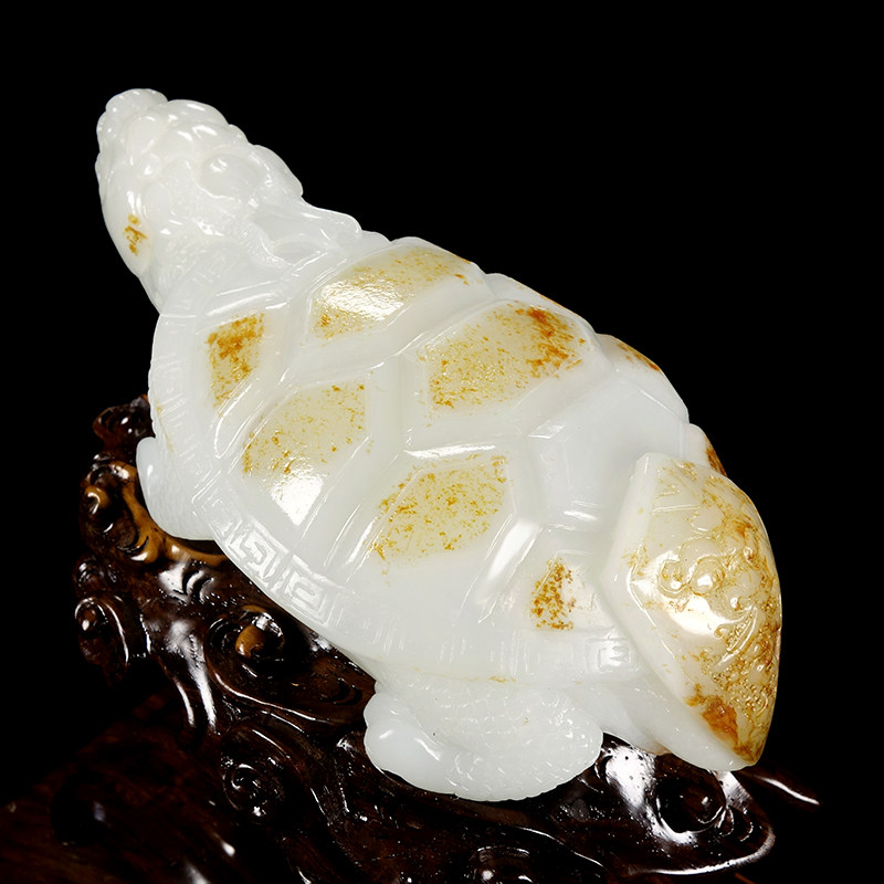 高端收藏级 苏州良石玉雕工作室作品和田玉龙龟摆件重:752.72克