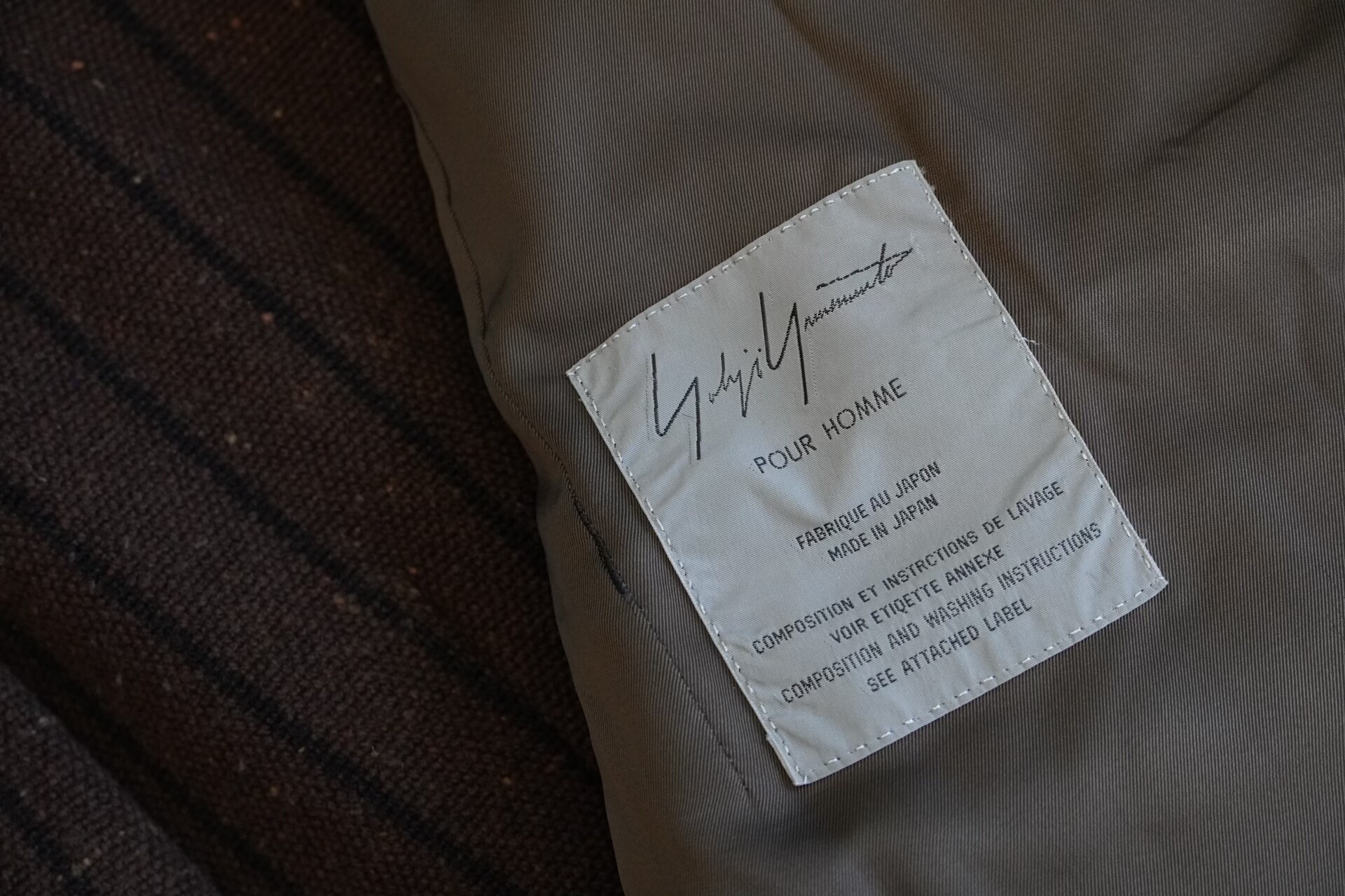 Yohji Yamamoto 93AW Striped Wool Jacket — label