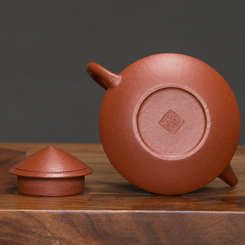 国工张春琴手制渔翁原矿朱泥小品壶宜兴紫砂壶功夫茶具