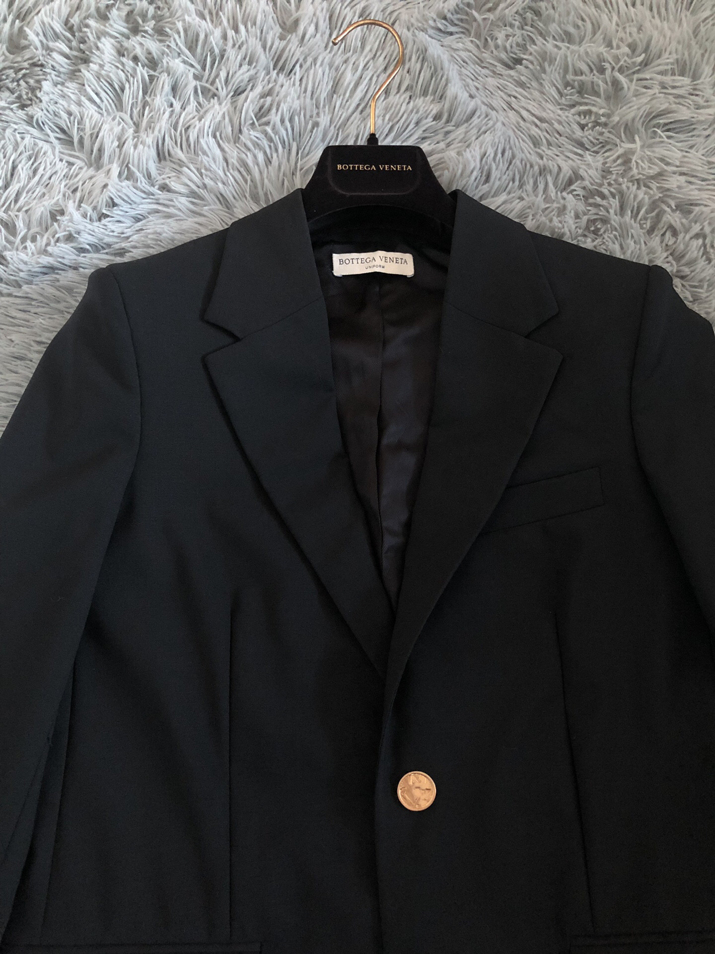 Bottega Veneta Gold Button Wool Blazer — detail
