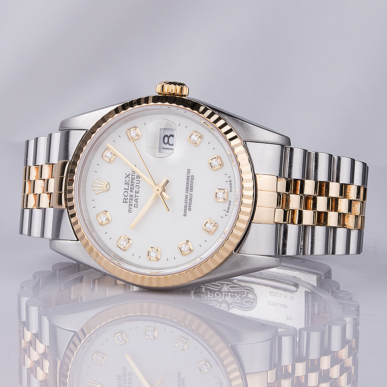 【1元起拍】(9新)劳力士 日志型 18k黄金 精钢 自动机械男表