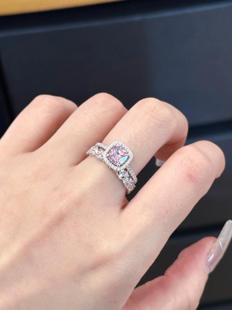 【全新】APM Monaco粉麦穗粉排钻粉色方糖玫瑰水滴戒指