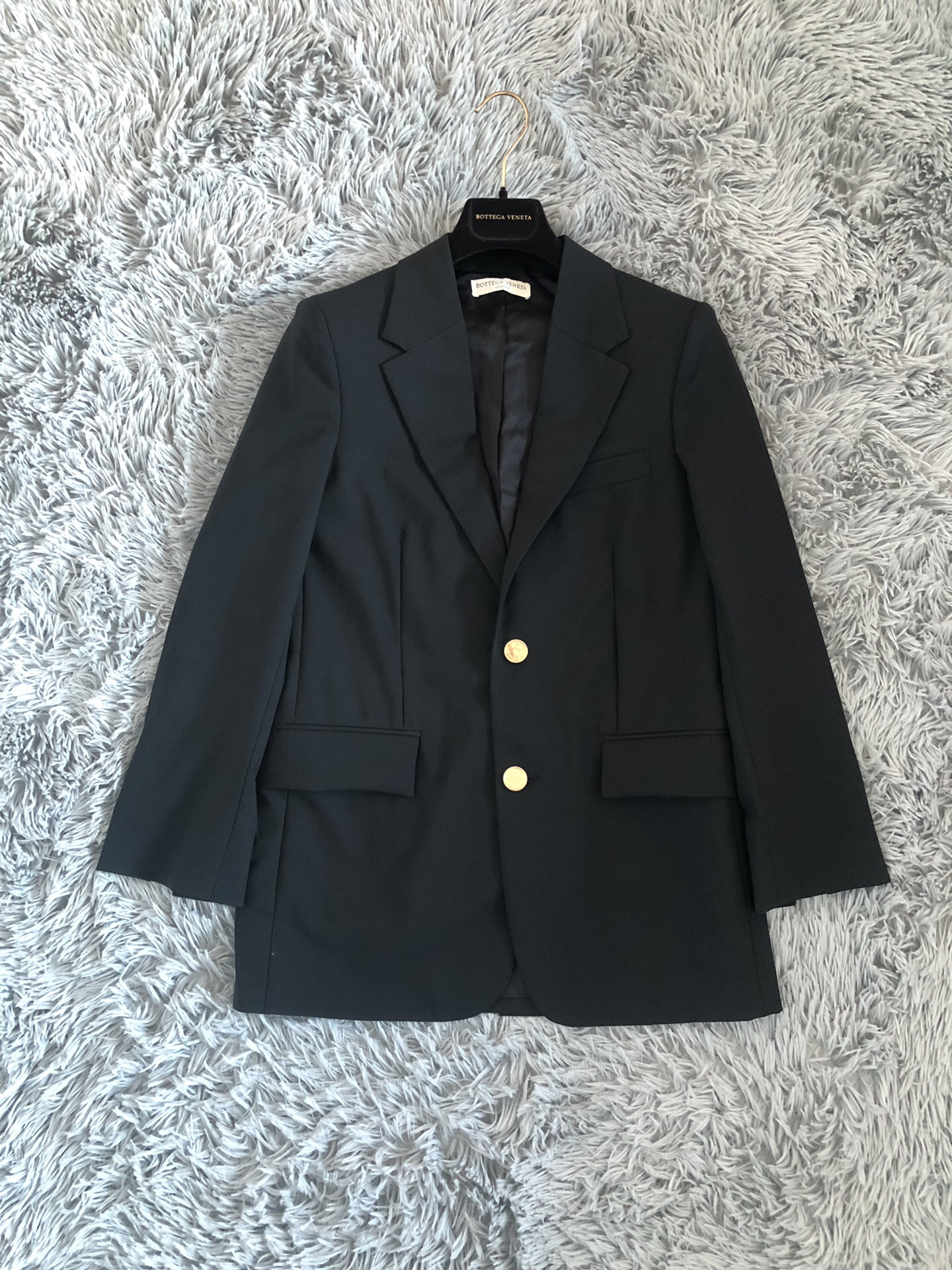 Bottega Veneta Gold Button Wool Blazer