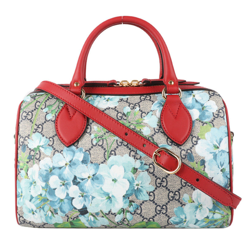 [9.9新]未使用品古驰gucci天竺葵花卉单肩手提包
