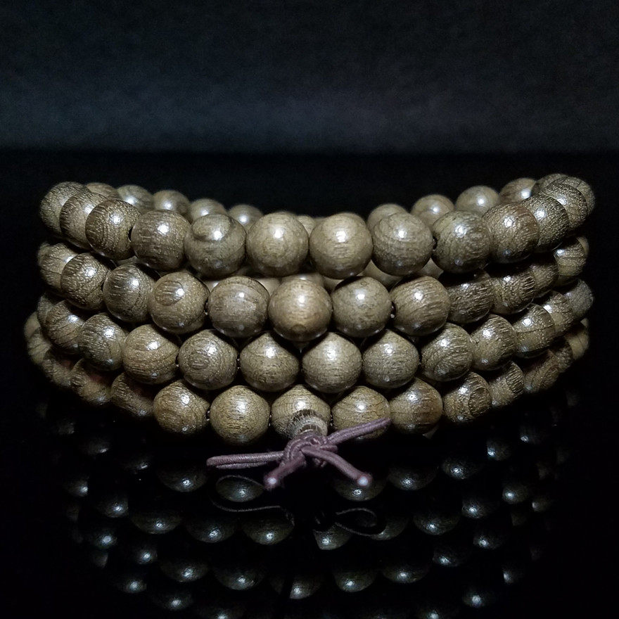 金丝楠木阴沉木乌木佛珠手串上等阴沉绿料8mm