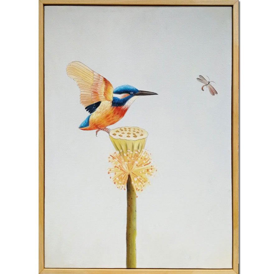 视频看货 肖凡《亭亭玉立》布面油画 已装裱画框