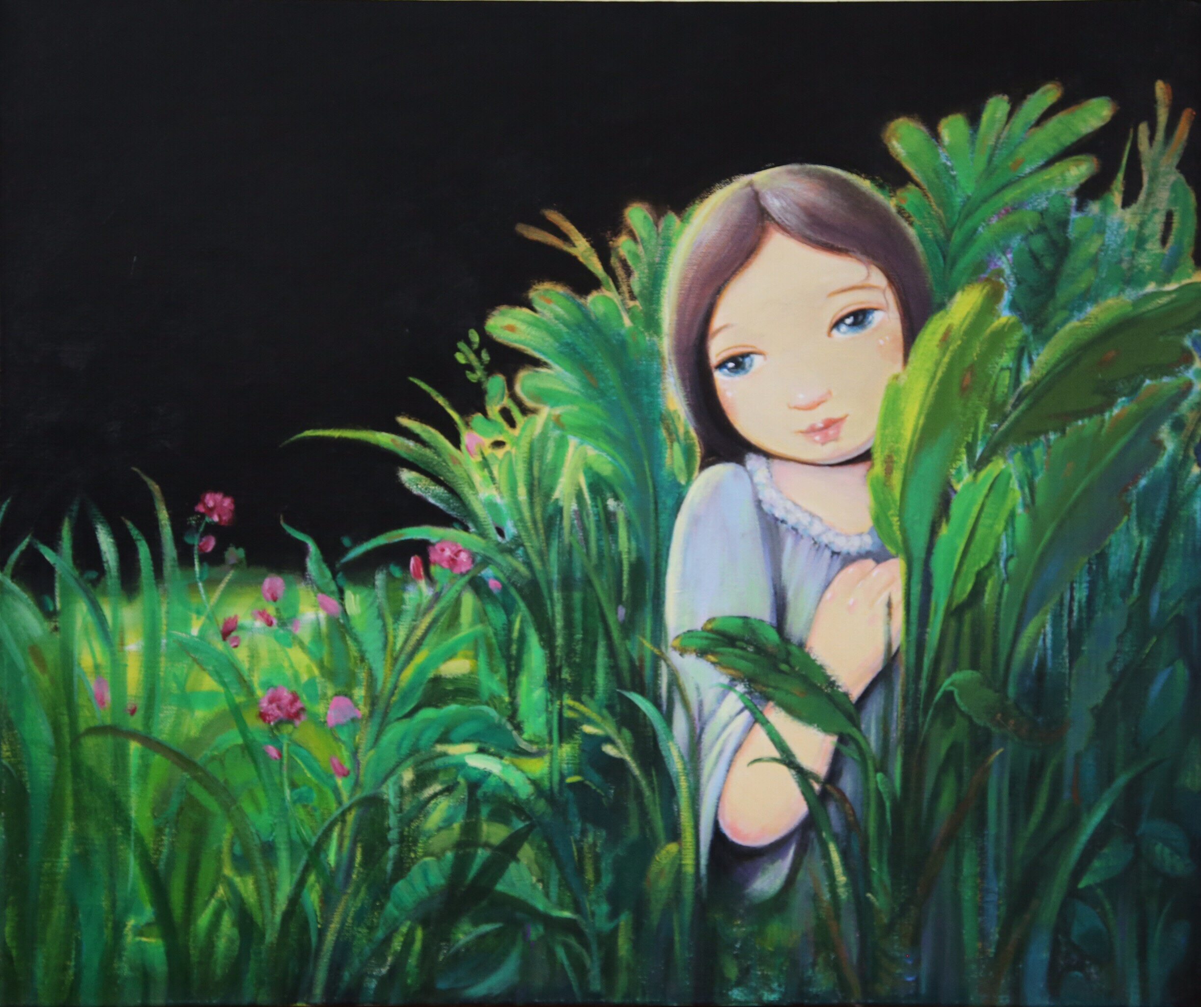 【国都艺村拍卖】刘虹君《夜来香》中客厅装饰画原创油画