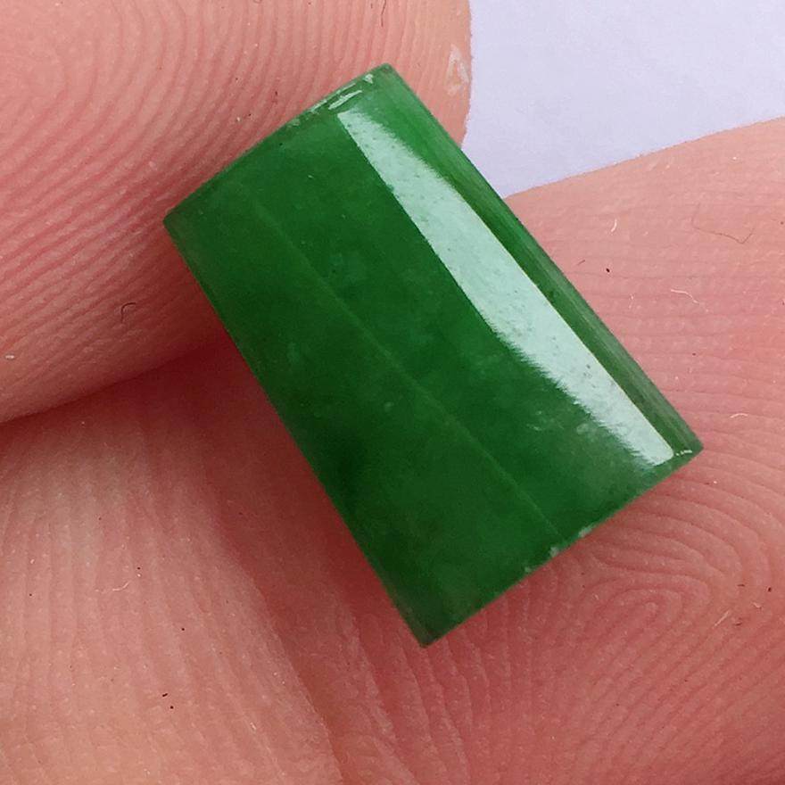 满绿方形玉戒面翡翠a货老坑种满绿戒面拍卖手机拍带证玉石0.94g