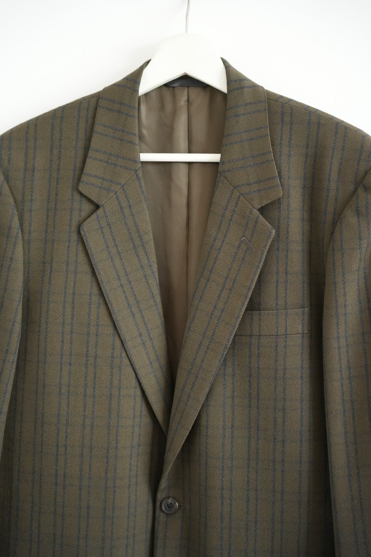 Yohji Yamamoto 80s Olive Check Blazer — detail