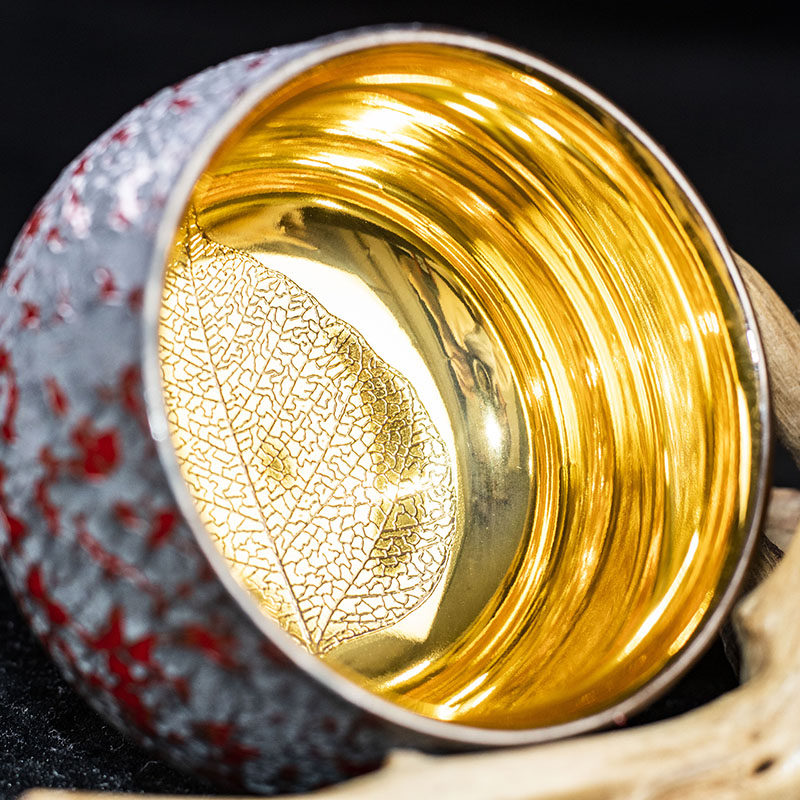 【复古大漆木叶金杯】徐耀发 大漆鎏金中国风高端主人杯 o12