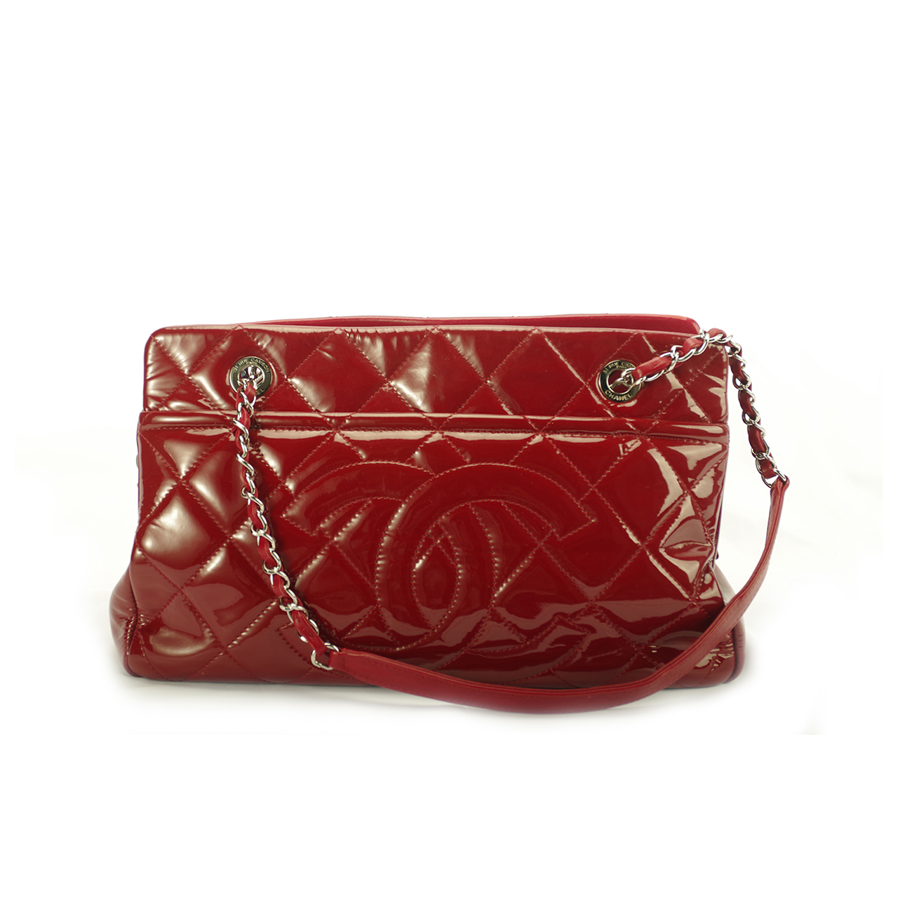 [9.5新]香奈儿chanel女士红色漆皮红单肩包05459