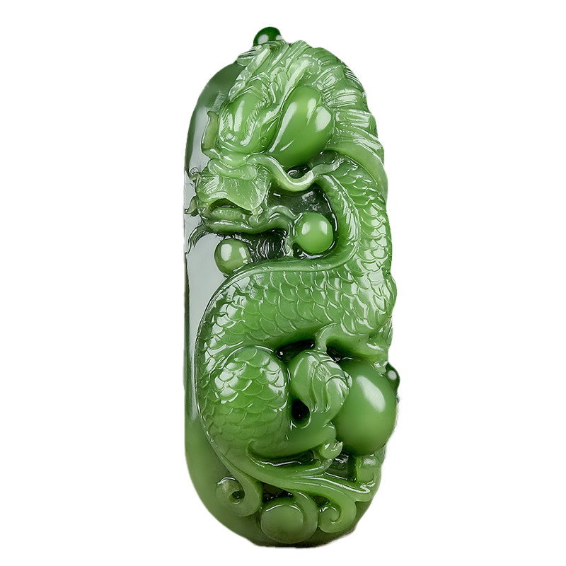 老坑菠菜绿猫眼把件【飞龙在天】苏工精雕龙把件115.32克