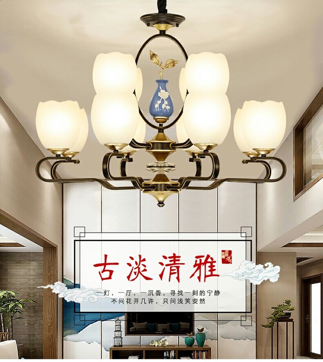 客厅全铜吊灯新古典中式大气餐厅2019年新款中国风店铺灯具