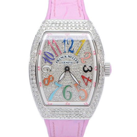 【99新未使用】法兰克穆勒-v32彩字满天星后镶钻石英女表