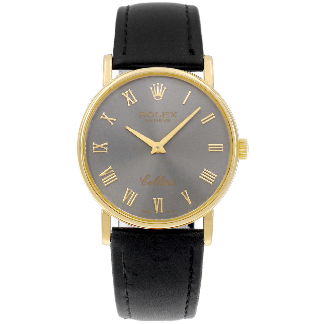 [9.5新] 劳力士切利尼18k黄金灰色镭射盘手动机械女表 3595