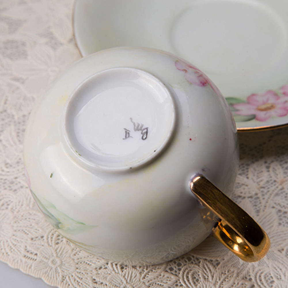 20世纪末欧式陶瓷咖啡杯手绘九品