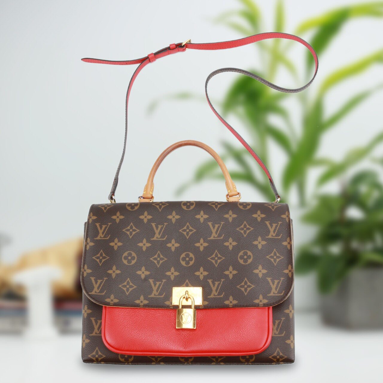 [9.5新]路易威登lv marignan老花女士单肩邮差包a91216001