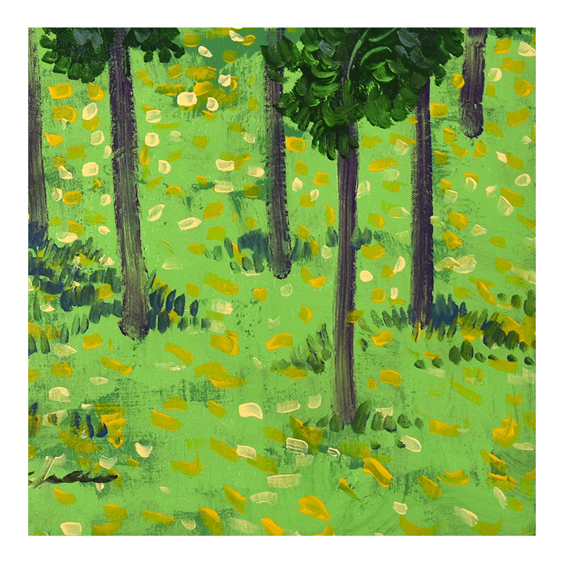 陈超 几棵小树 手绘风景油画 原创孤品