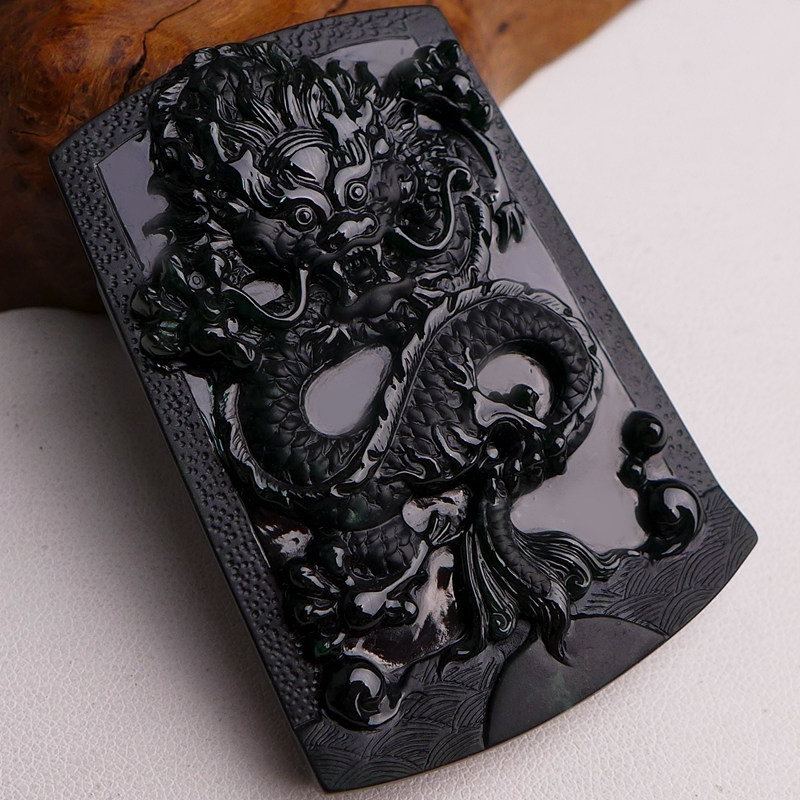 【高端纯手工霸气龙牌】天然高端全通透精雕龙牌吊坠 43.06g