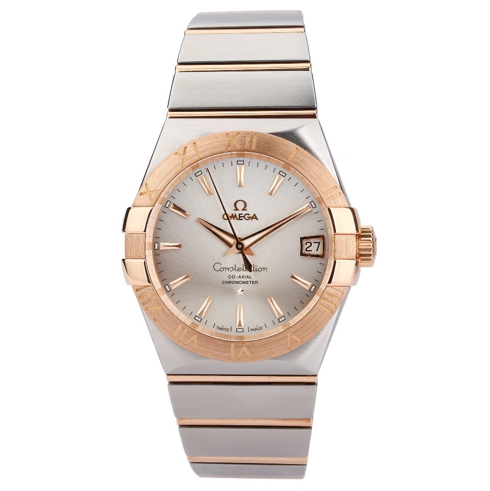 5新]欧米茄123.20.38.21.02.001星座系列玫瑰金自动机械男表