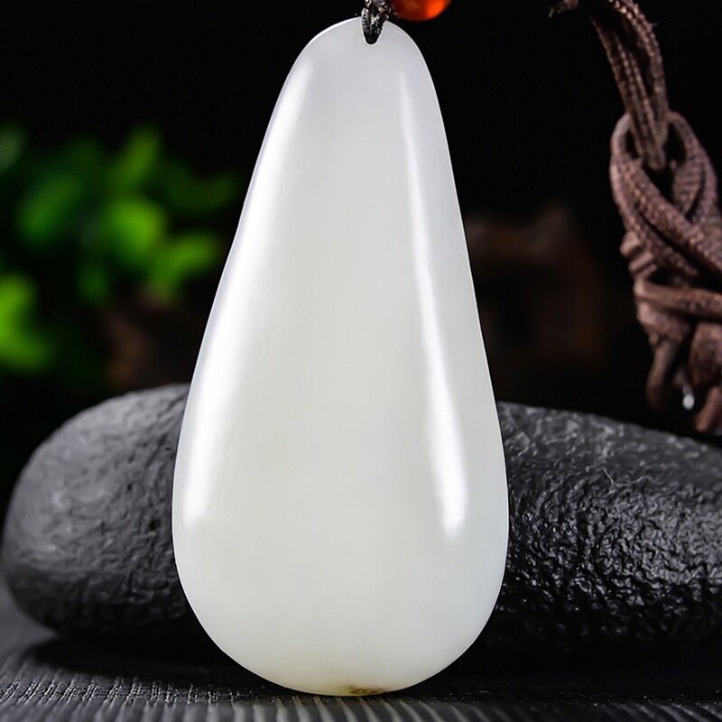 正品天然a货 和田玉糖羊脂白玉福在眼前挂件吊坠玉坠52克