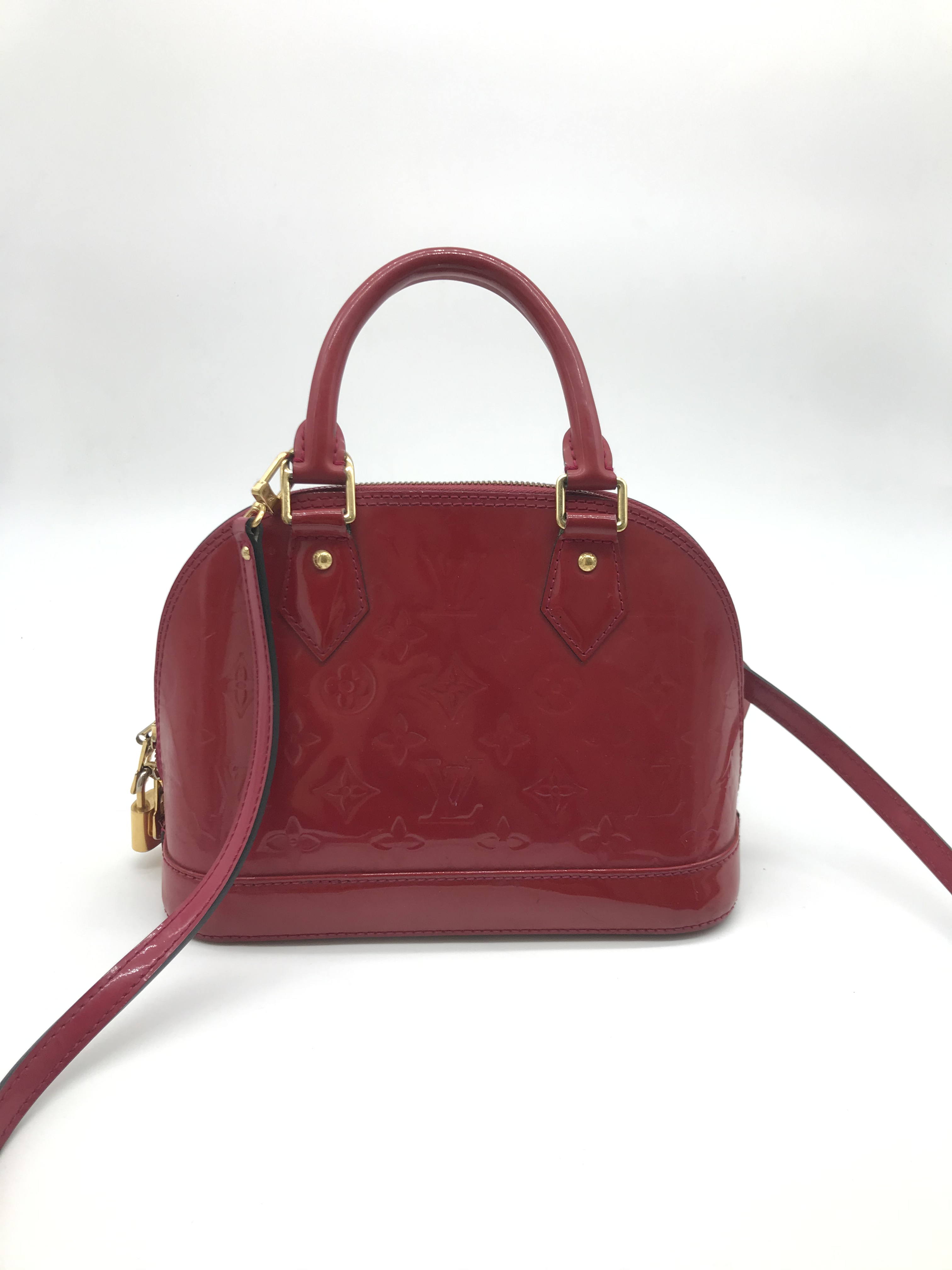 louis vuitton/路易威登 alma bb红色漆皮贝壳包 手提单肩斜跨